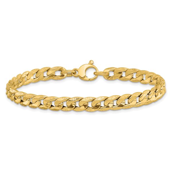 Leslie's 14K Polished and Textured Fancy Curb Bracelet - Image 3