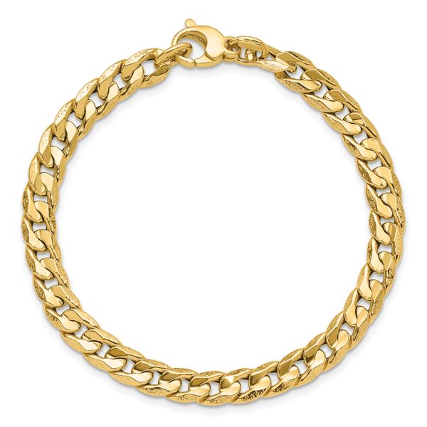 Leslie's 14K Polished and Textured Fancy Curb Bracelet - Image 4