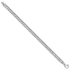 Leslie's 14K White Gold Polished and Textured Fancy Curb Bracelet - Image 2