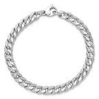 Leslie's 14K White Gold Polished and Textured Fancy Curb Bracelet - Image 4