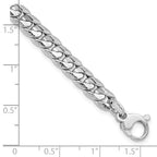 Leslie's 14K White Gold Polished and Textured Fancy Curb Bracelet - Image 5