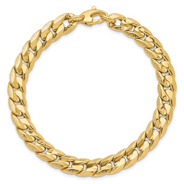 Leslie's 14K Polished and Textured Fancy Curb Men's Bracelet - Image 4