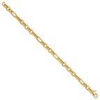 14K Polished and Textured Fancy Link Bracelet - Image 2