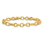 14K Polished and Textured Fancy Link Bracelet - Image 3