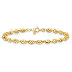 14K Polished and D/C Fancy Oval Link w/.25in ext. Bracelet - Image 3