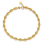 14K Polished and D/C Fancy Oval Link w/.25in ext. Bracelet - Image 4