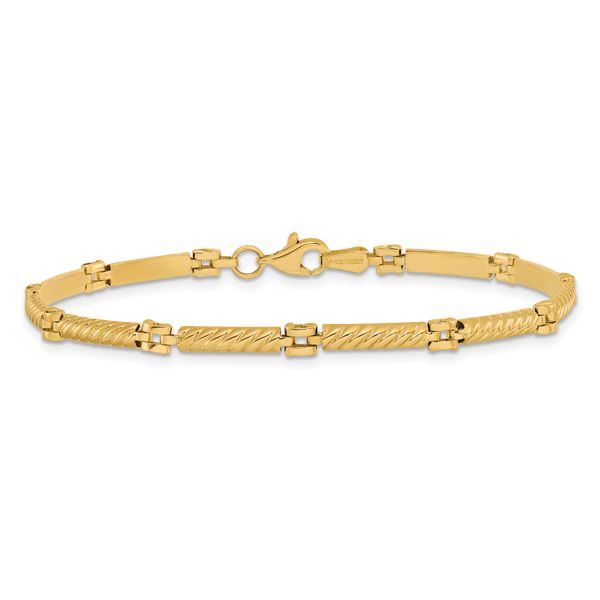 Leslie's 14K Polished and Textured Fancy Link Bracelet - Image 3