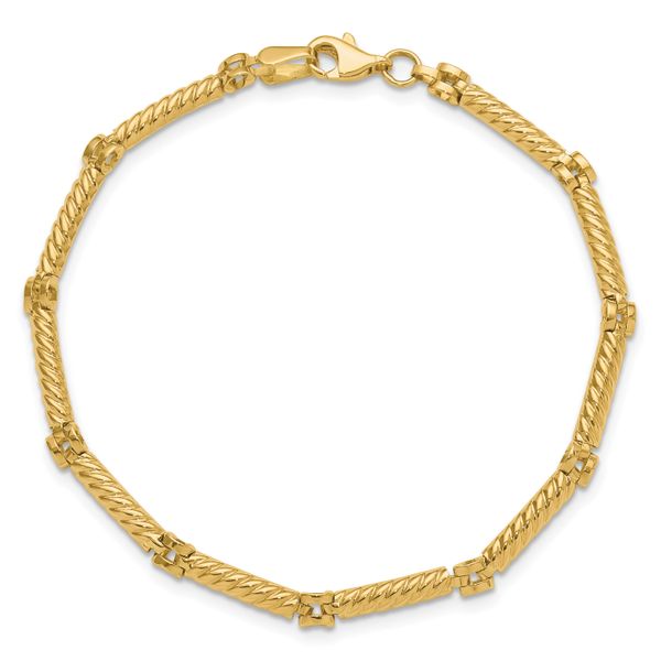 Leslie's 14K Polished and Textured Fancy Link Bracelet - Image 4