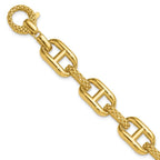 Leslie's 14K Polished and Textured Fancy Link Bracelet