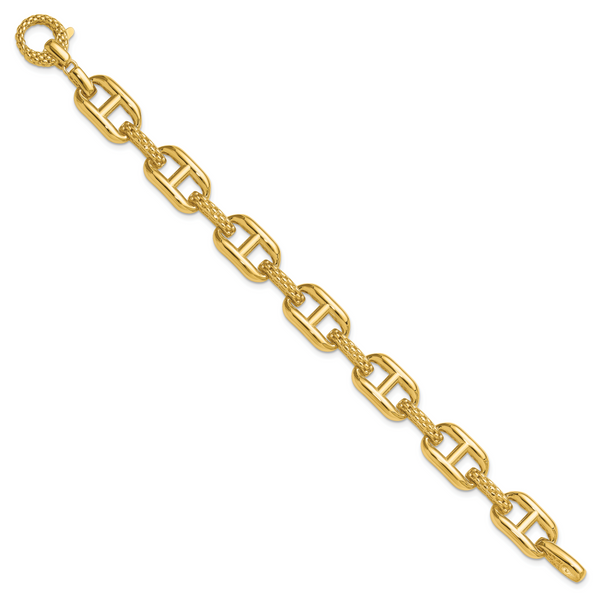 Leslie's 14K Polished and Textured Fancy Link Bracelet - Image 2