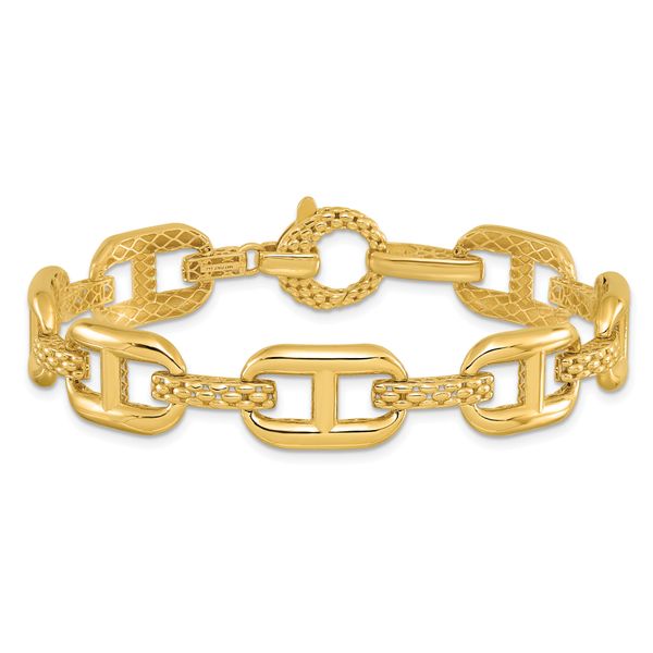 Leslie's 14K Polished and Textured Fancy Link Bracelet - Image 3