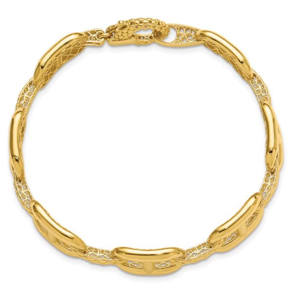 Leslie's 14K Polished and Textured Fancy Link Bracelet - Image 4
