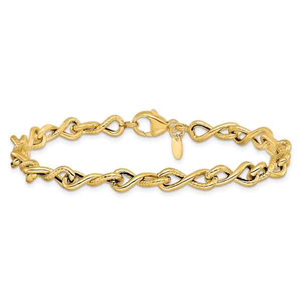 Leslie's 14K Polished/Textured Twisted Infinity Link Bracelet - Image 3