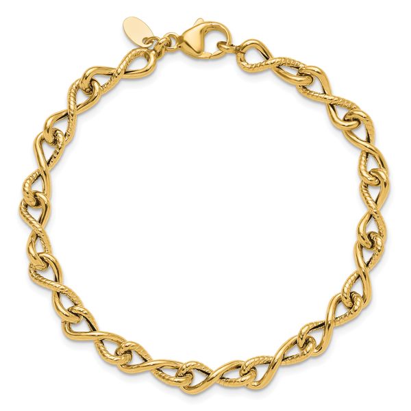 Leslie's 14K Polished/Textured Twisted Infinity Link Bracelet - Image 4