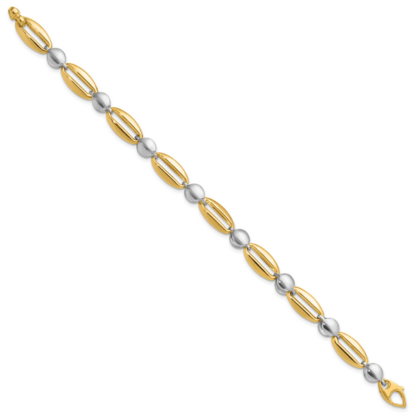 Leslie's 14k Two-tone Polished Fancy Circle Link Bracelet - Image 2