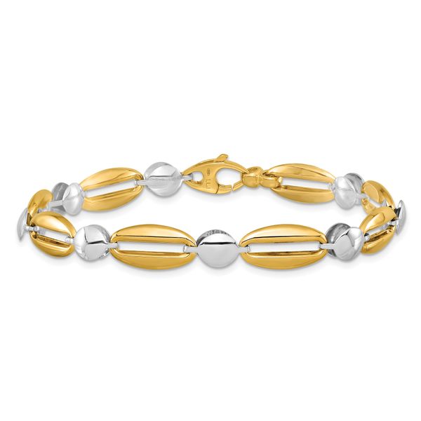 Leslie's 14k Two-tone Polished Fancy Circle Link Bracelet - Image 3