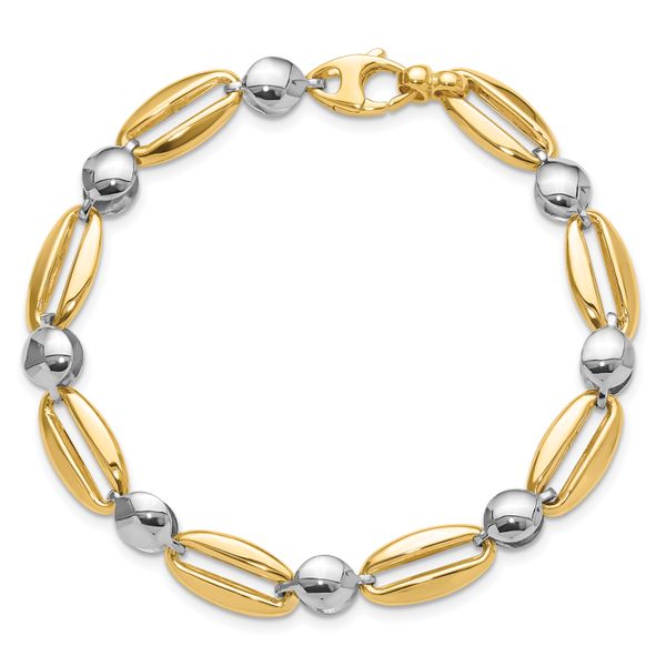 Leslie's 14k Two-tone Polished Fancy Circle Link Bracelet - Image 4