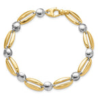 Leslie's 14k Two-tone Polished Fancy Circle Link Bracelet - Image 4