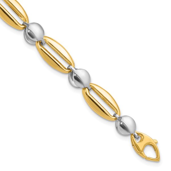 Leslie's 14k Two-tone Polished Fancy Circle Link Bracelet