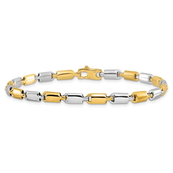 Leslie's 14k Two-tone Polished Fancy Rectangular Link Bracelet - Image 3
