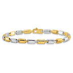 Leslie's 14k Two-tone Polished Fancy Rectangular Link Bracelet - Image 3