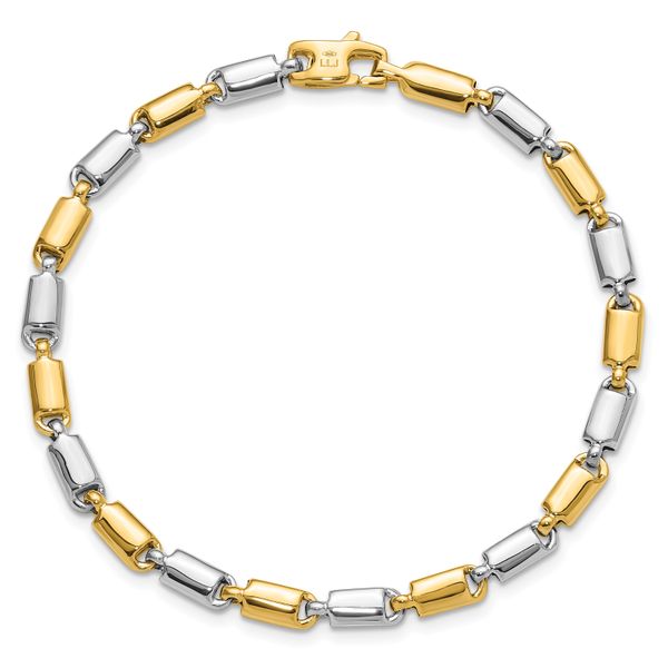 Leslie's 14k Two-tone Polished Fancy Rectangular Link Bracelet - Image 4