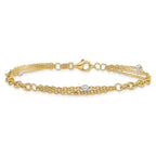 Leslie's 14K w/White Rhodium Fancy Link w/.25in ext. Bracelet - Image 3