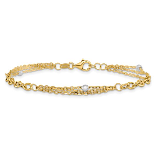 Leslie's 14K w/White Rhodium Fancy Link w/.25in ext. Bracelet - Image 3
