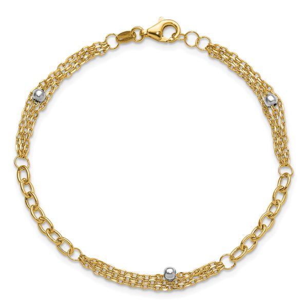 Leslie's 14K w/White Rhodium Fancy Link w/.25in ext. Bracelet - Image 4
