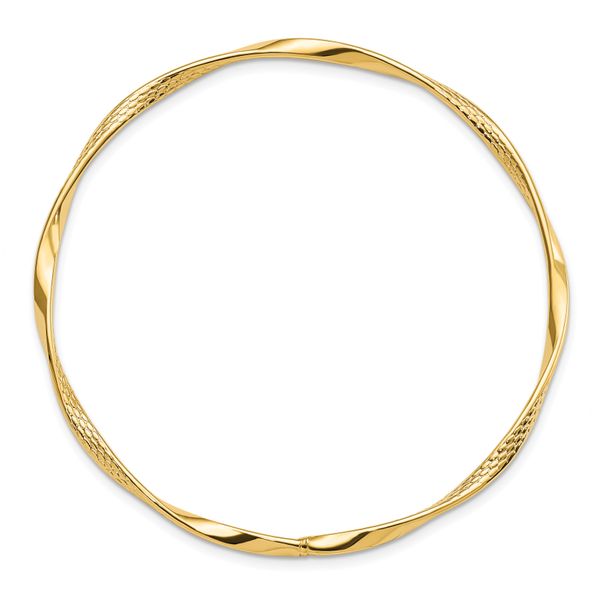 Leslie's 14K Polished and Textured Twisted Slip-on Bangle - Image 2