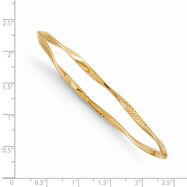 Leslie's 14K Polished and Textured Twisted Slip-on Bangle - Image 3