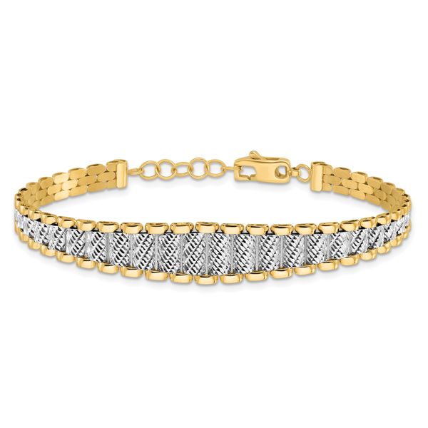 Leslie's 14K Two-tone Polished / Diamond-cut w/.5in ext. Bracelet - Image 3