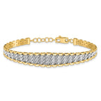 Leslie's 14K Two-tone Polished / Diamond-cut w/.5in ext. Bracelet - Image 3