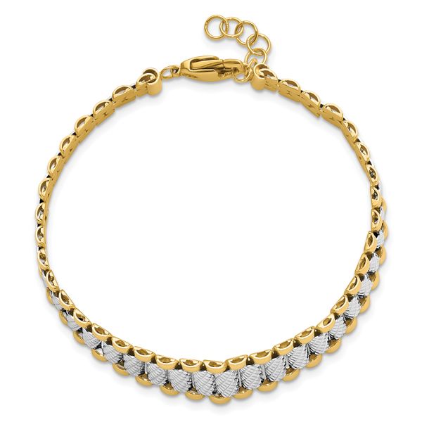 Leslie's 14K Two-tone Polished / Diamond-cut w/.5in ext. Bracelet - Image 4