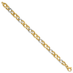 Leslie's 14K Two-tone Polished and Textured Fancy Link Bracelet - Image 2