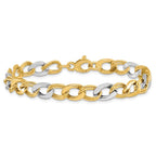 Leslie's 14K Two-tone Polished and Textured Fancy Link Bracelet - Image 3