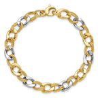 Leslie's 14K Two-tone Polished and Textured Fancy Link Bracelet - Image 4