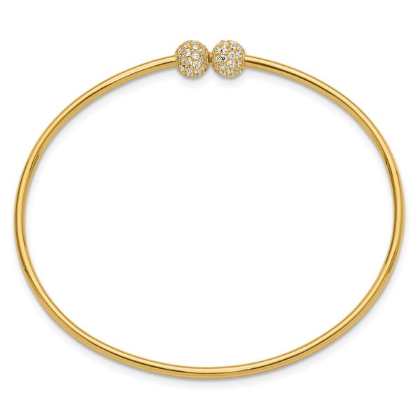 14K Polished CZ Flexible Bangle - Image 2