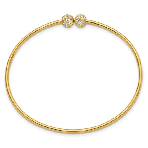 14K Polished CZ Flexible Bangle - Image 2