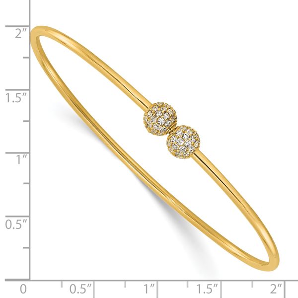 14K Polished CZ Flexible Bangle - Image 3