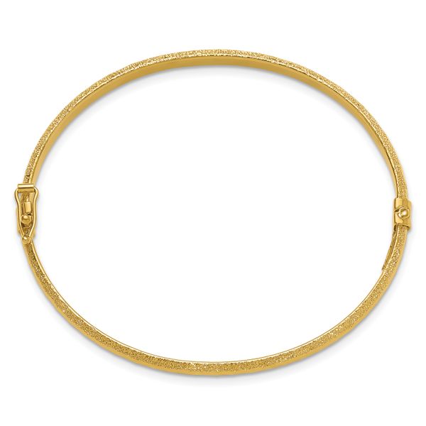 Leslie's 14K Polished/Textured and Diamond-cut Hinged Bangle - Image 2