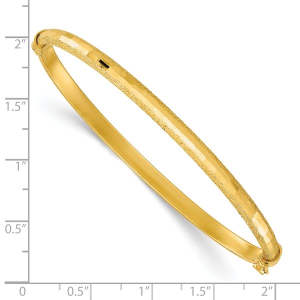 Leslie's 14K Polished/Textured and Diamond-cut Hinged Bangle - Image 3
