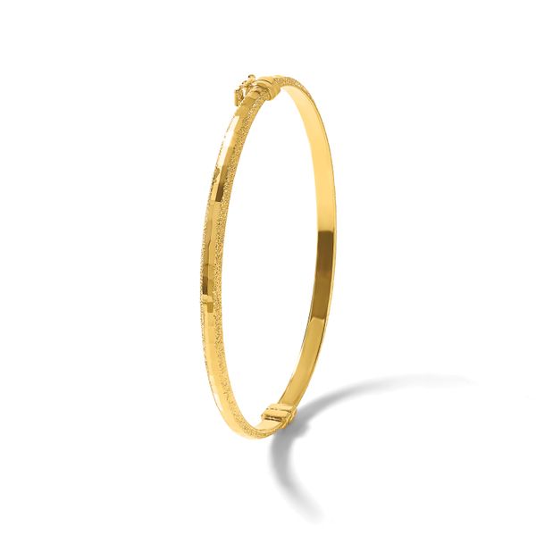 Leslie's 14K Polished/Textured and Diamond-cut Hinged Bangle - Image 4