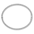 14K w/RH-plat Polish/Texture/Dia-cut Twist Hinged Bangle - Image 2