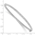 14K w/RH-plat Polish/Texture/Dia-cut Twist Hinged Bangle - Image 3