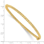 14K Polished/Textured and Diamond-cut Twisted Hinged Bangle - Image 3