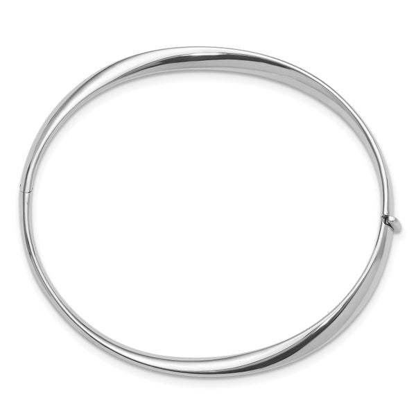 Leslie's 14k White Gold Polished Twisted Hinged Bangle Bracelet - Image 2