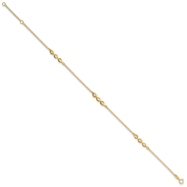 Leslie's 14K Polished Station 9in Plus 1in ext. Anklet - Image 2