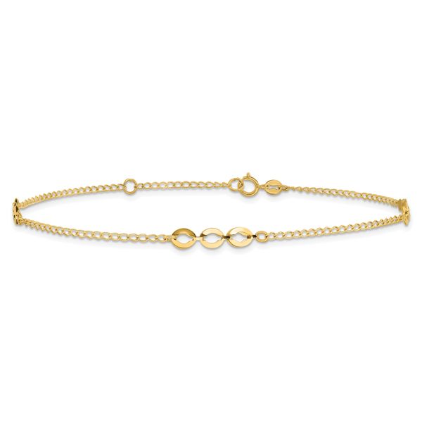 Leslie's 14K Polished Station 9in Plus 1in ext. Anklet - Image 3