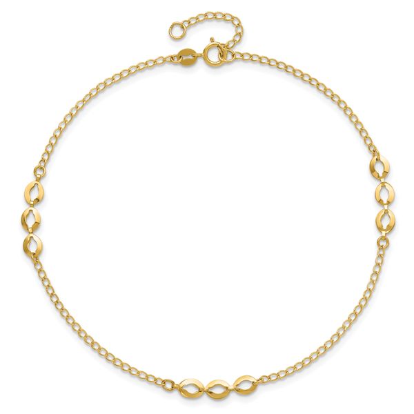 Leslie's 14K Polished Station 9in Plus 1in ext. Anklet - Image 4